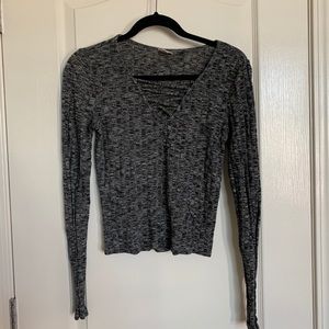 Black and Grey Long Sleeve Top
